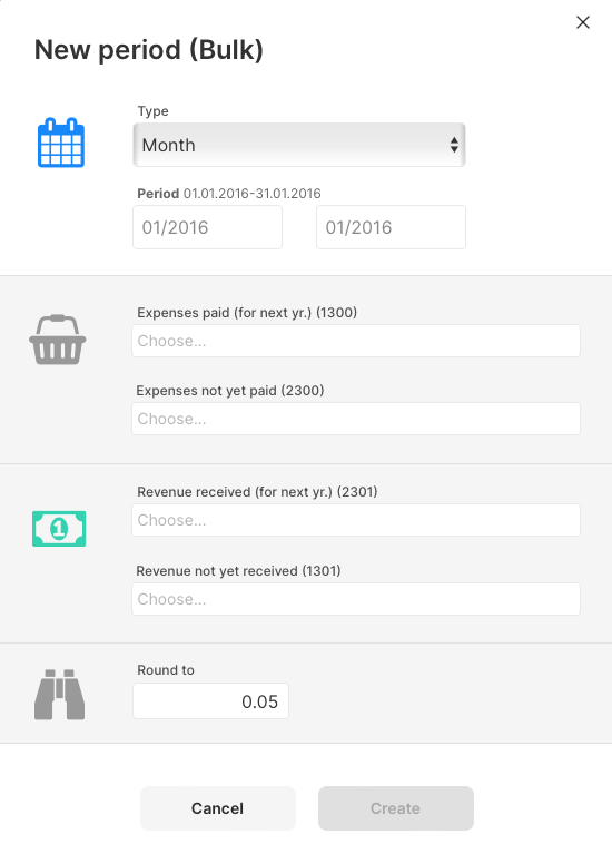 Create depreciation periods