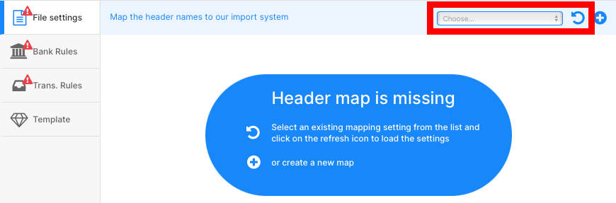 Headermap with template