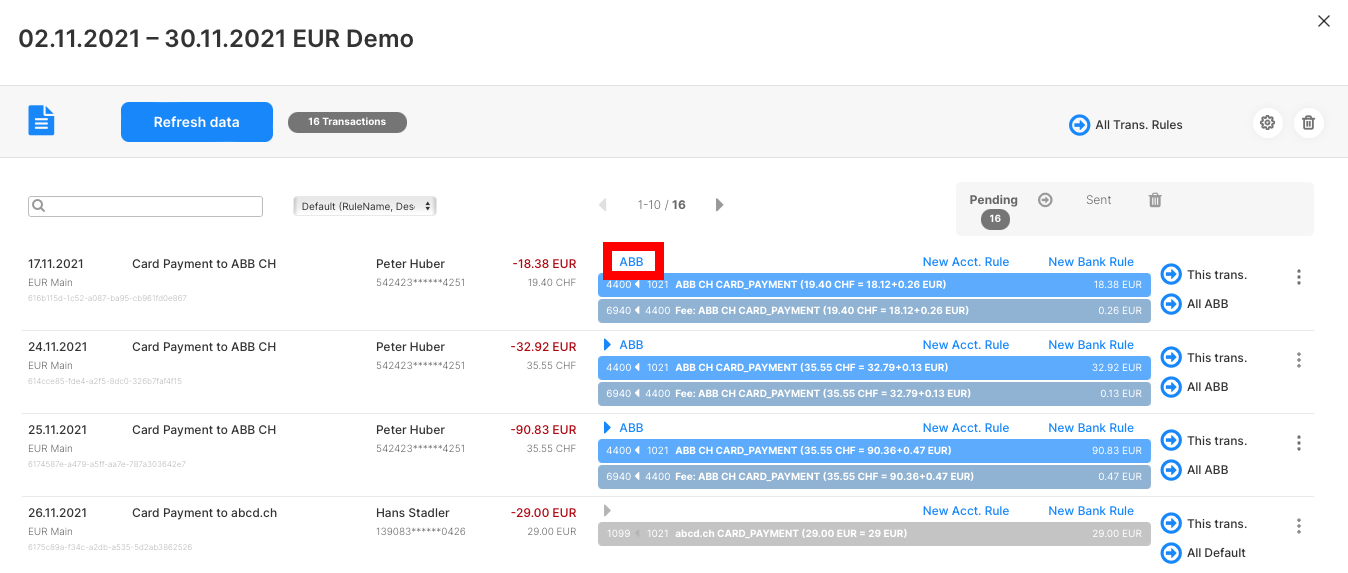 Edit a transaction rule