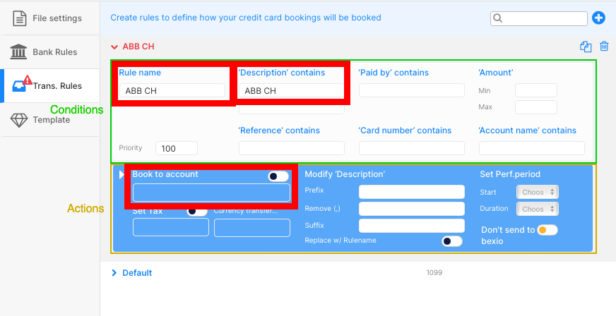 Define a transaction rule