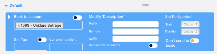 Default Transaction Rule for Twint Import in Bexio