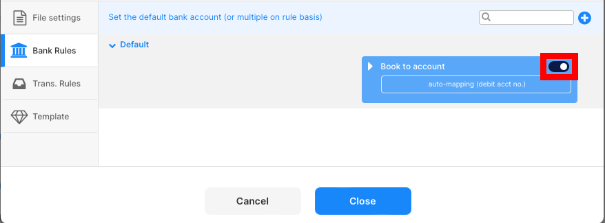 Importsettings for import in bexio