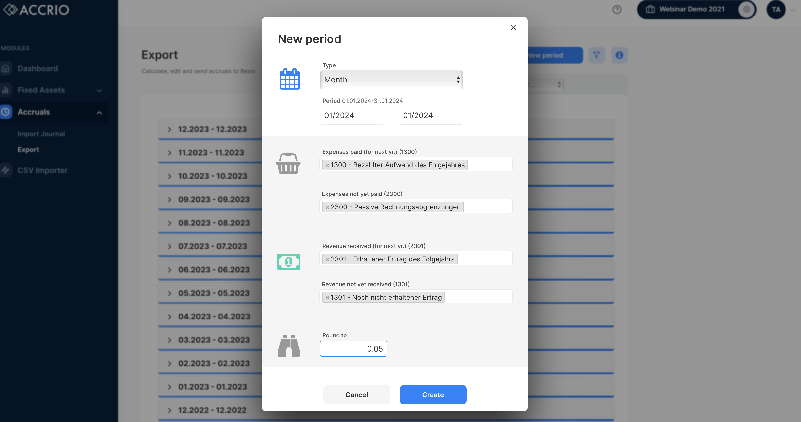 Create monthly period