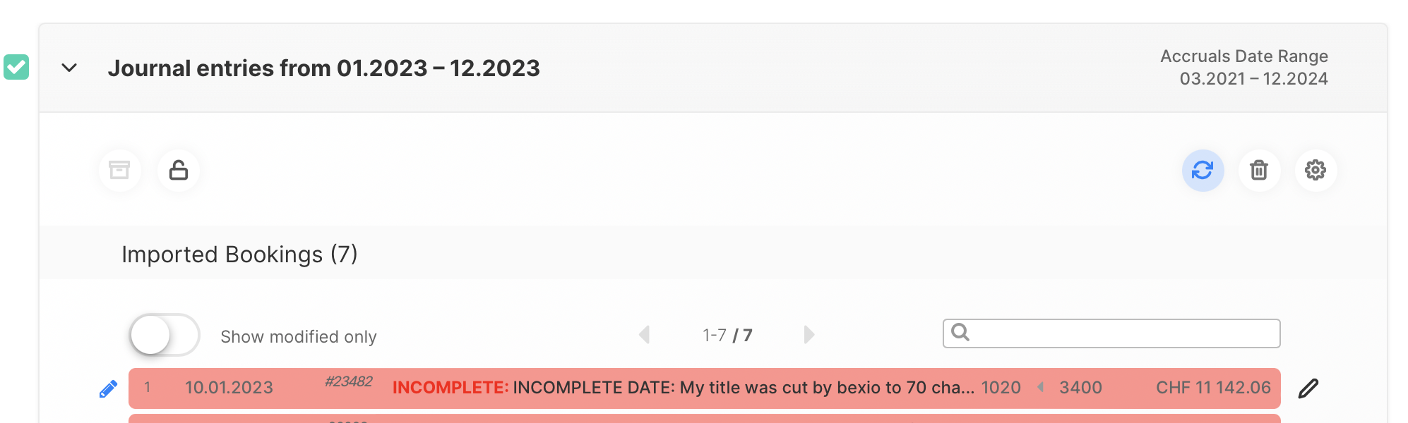 Bexio Journal Import