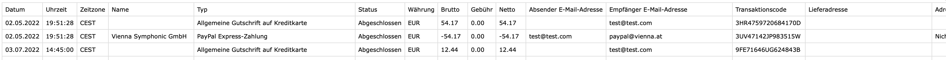 CSV-File for import in bexio