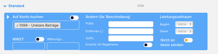 Default Transaction Rule for Stripe Import in Bexio